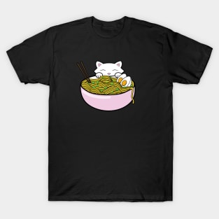 Sweet kitten eating noodles T-Shirt